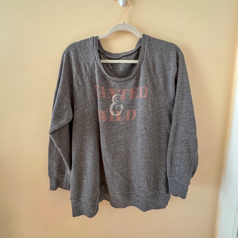 Torrid Crew Neck Burnout Wanted and Wild Relaxed Sweatshirt Size 1X